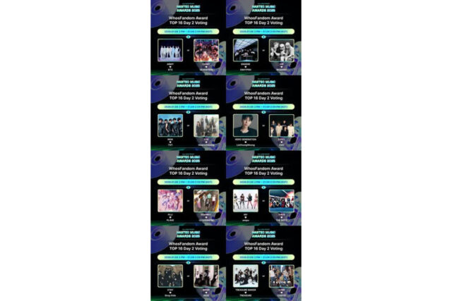 K팝 팬덤 대격돌 중.. 'HMA 2025' 후즈팬덤상 TOP16 투표 2라운드 시작