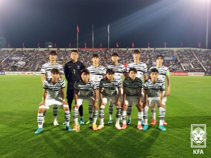 베트남 U-23 대표팀과의 친선경기에 선발 출전한 한국 U-19 대표팀 선수들. [대한축구협회 제공]
