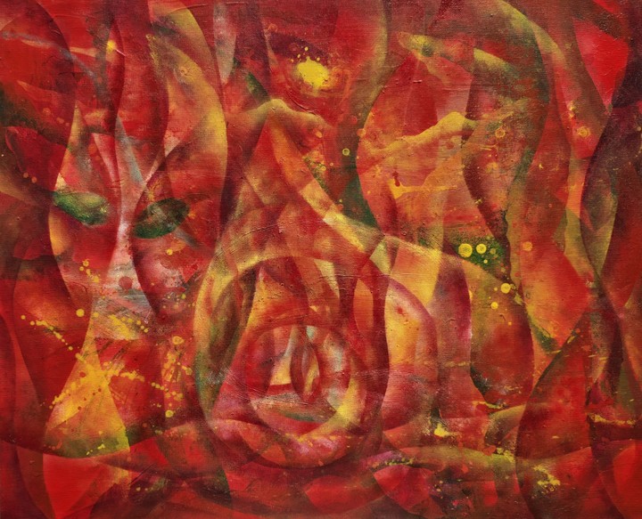                                   65.5x53cm  Mixed Media on Canvas  붉은 태고(太古)  2024