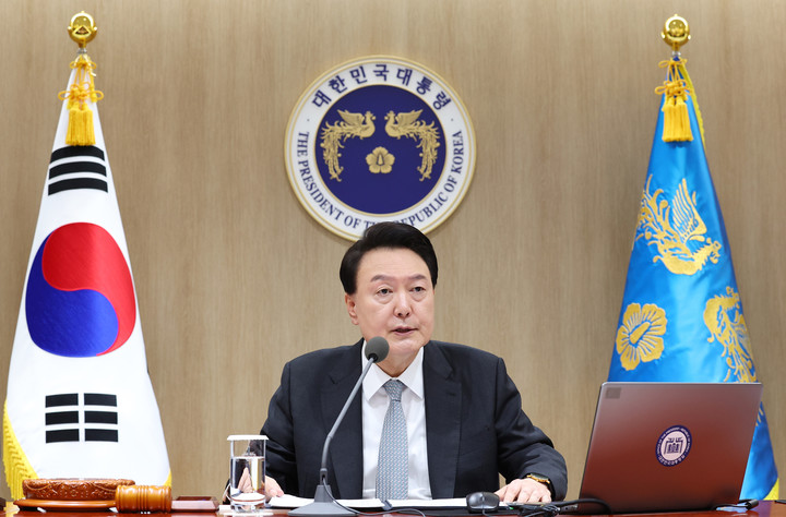 29일 서울 용산 대통령실 청사에서 열린 국무회의에서 발언하고 있는 윤석열 대통령