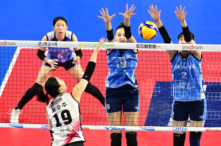 블로킹 7-2, 서브 5-1...정관장, 갈 길 바쁜 IBK 7연승 막았다...한국전력 5연패 탈출 (종합) < 배구 < 스포츠 < 기사본문 - MHN / 엠에이치앤... 