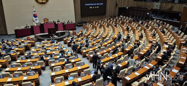 12일 서울 여의도 국회 본회의장에 의원들이 참석하고 있다.