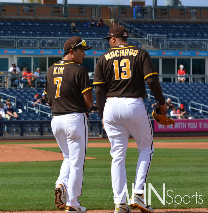 (빅리그 첫 해였던 지난 2021년 김하성과 그의 동료 매니 마차도의 모습)