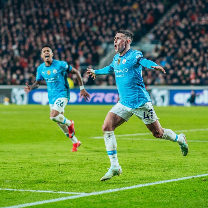 15일 브렌트퍼드와 경기에서 골을 넣은 뒤 포효하는 맨체스터 시티의 필 포든