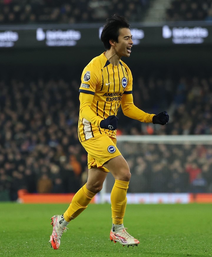 17일 입스위치 타운과 경기에서 선제골을 넣은 뒤 기뻐하는 브라이턴의 미토마 카오루