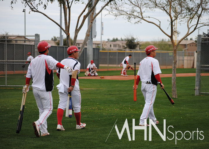 (과거 애리조나에서 스프링캠프를 치른 KIA 선수들이 타격훈련을 위해 이동하고 있다)