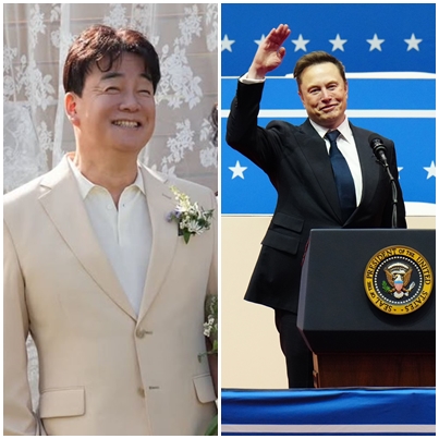 (왼쪽부터) 백종원 더본코리아 대표와 일론 머스크 테슬라 CEO(최고경영자)