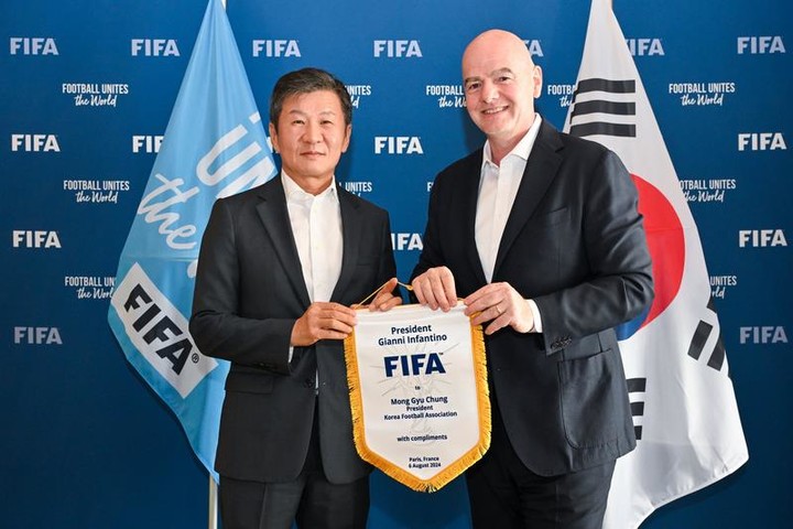 정몽규 대한축구협회장(좌)과 잔니 인판티노 FIFA 회장