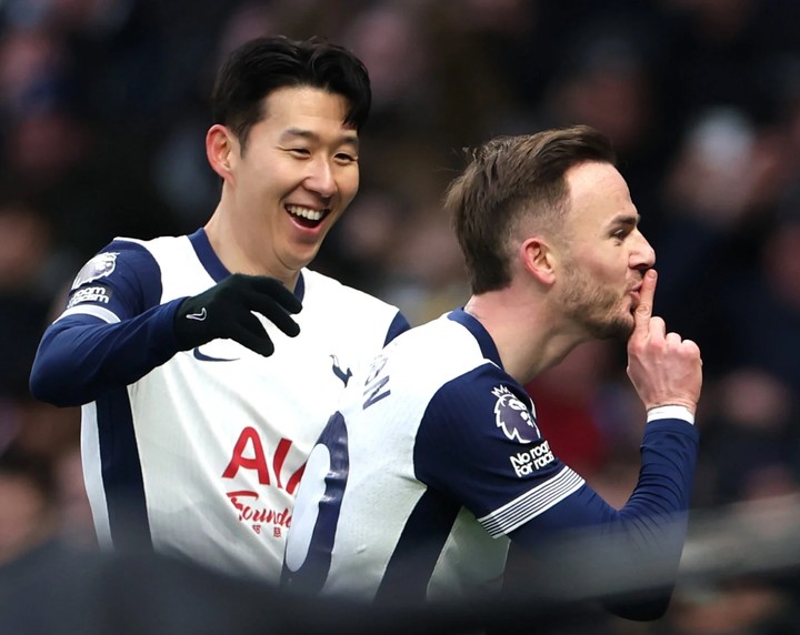 좌측 토트넘 손흥민, 우측 토트넘 제임스 매디슨