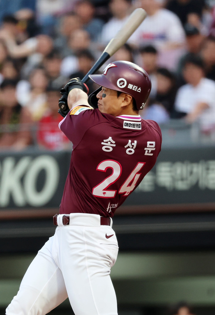 キウムヒーローズ ソン・ソンムン 実使用ユニフォーム キウム・ヒーローズのソン・ソンムン、10年目で念願の「20-20クラブ