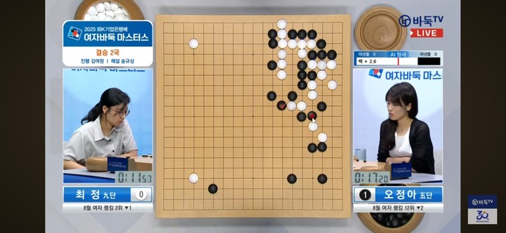 우상귀 전투가 끝나면서 백쪽으로 승부의 저울추가 기울기 시작했다.(사진 바둑TV 캡처)