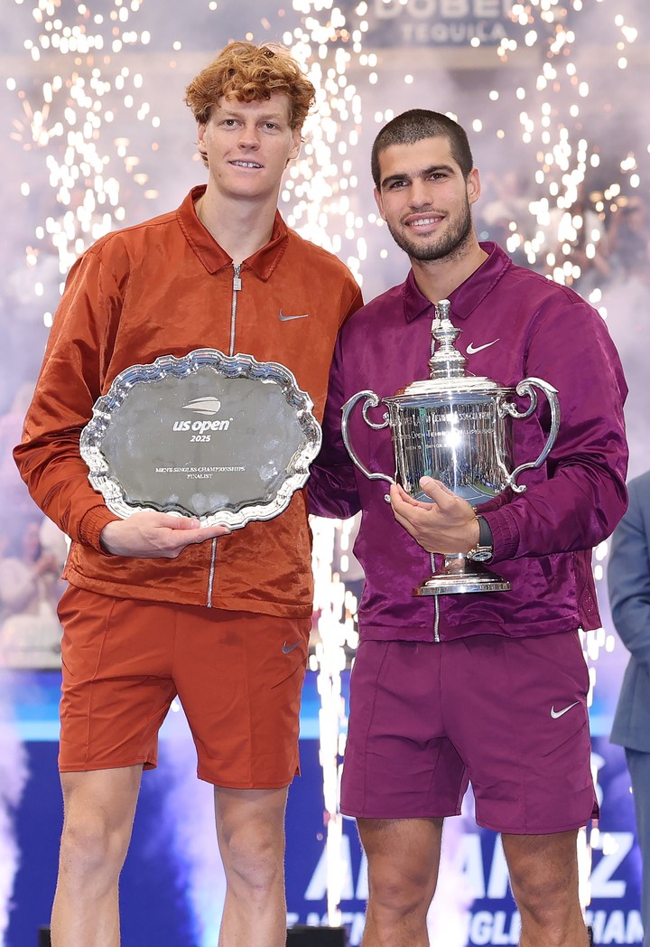 US오픈서 준우승한 얀니크 신네르(좌)-우승한 카를로스 알카라스