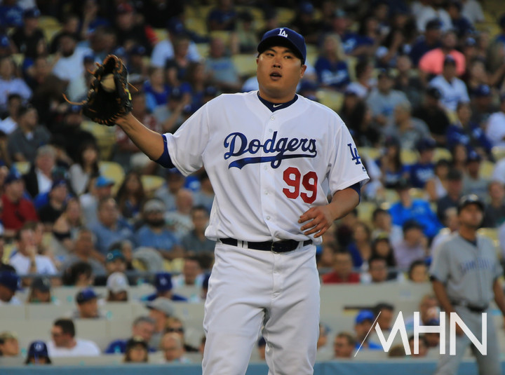 (LA 다저스 시절의 류현진)