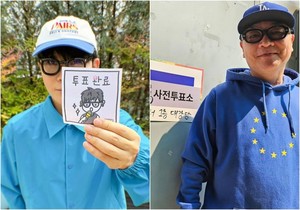 정치색 논란? 신경 無...이승환-김의성, 대놓고 '파란색' 투표 인증